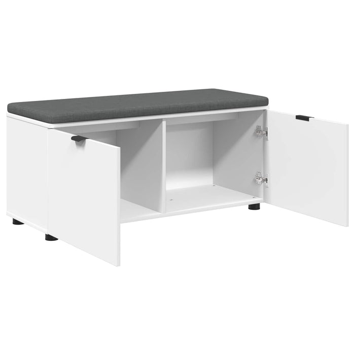 Bancă pentru hol cu pernă cu raft cu ușă Alb 100 x 38 x 46 cm WALTI