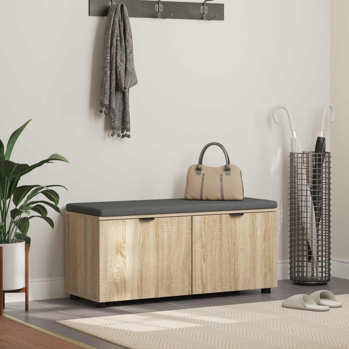 Bancă pentru hol cu pernă cu ușă Stejar Sonoma 100 x 38 x 46 cm WALTI