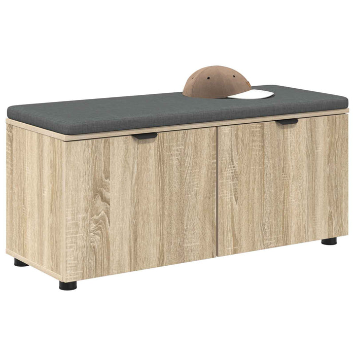 Bancă pentru hol cu pernă cu ușă Stejar Sonoma 100 x 38 x 46 cm WALTI