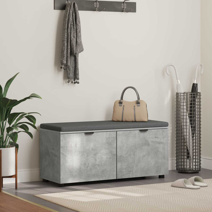 Bancă pentru hol cu pernă cu raft Gri Beton 100 x 38 x 46 cm - WALTI WALTI