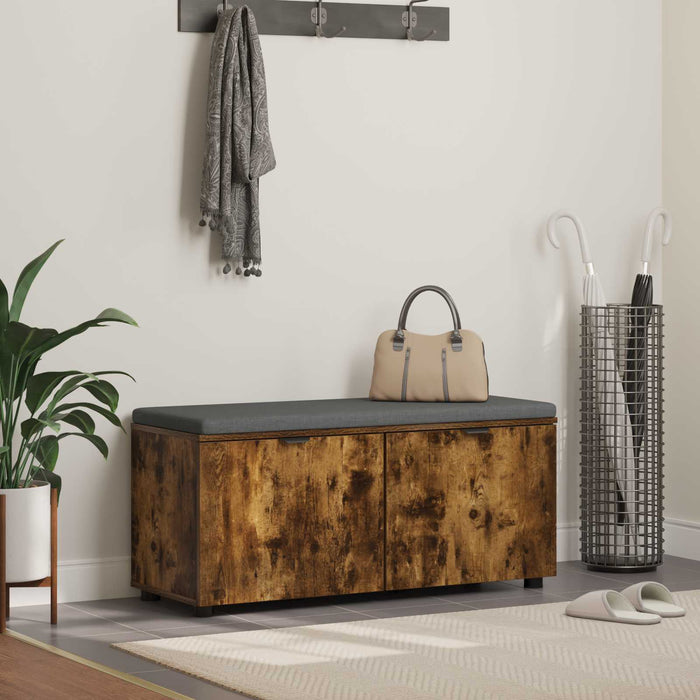 Bancă pentru hol cu pernă cu ușă Stejar Afumat 100 x 38 x 46 cm - WALTI WALTI