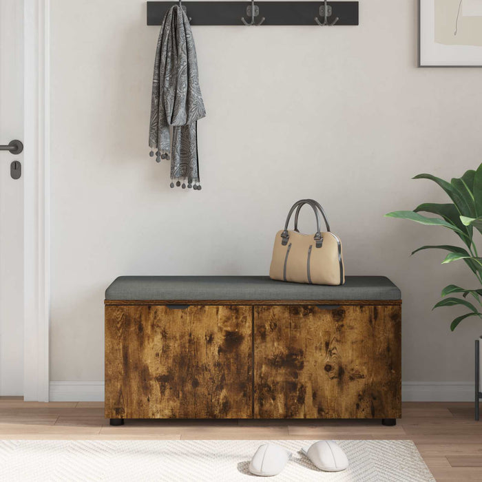 Bancă pentru hol cu pernă cu ușă Stejar Afumat 100 x 38 x 46 cm - WALTI WALTI