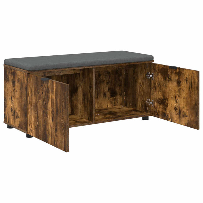 Bancă pentru hol cu pernă cu ușă Stejar Afumat 100 x 38 x 46 cm - WALTI WALTI