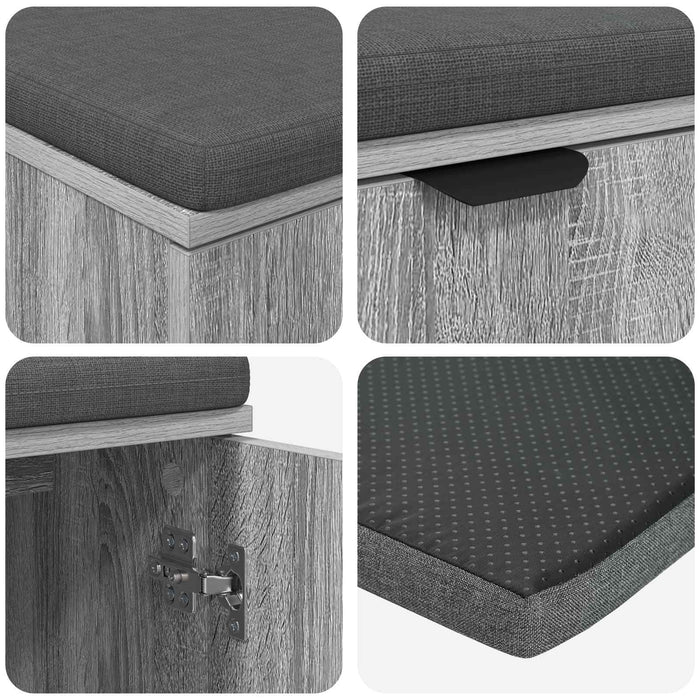 Bancă pentru hol cu pernă cu raft Sonoma gri 100 x 38 x 46 cm - WALTI WALTI