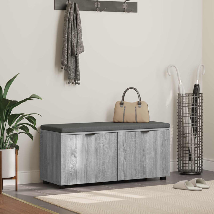 Bancă pentru hol cu pernă cu raft Sonoma gri 100 x 38 x 46 cm - WALTI WALTI