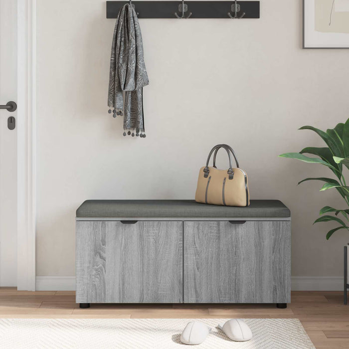 Bancă pentru hol cu pernă cu raft Sonoma gri 100 x 38 x 46 cm - WALTI WALTI