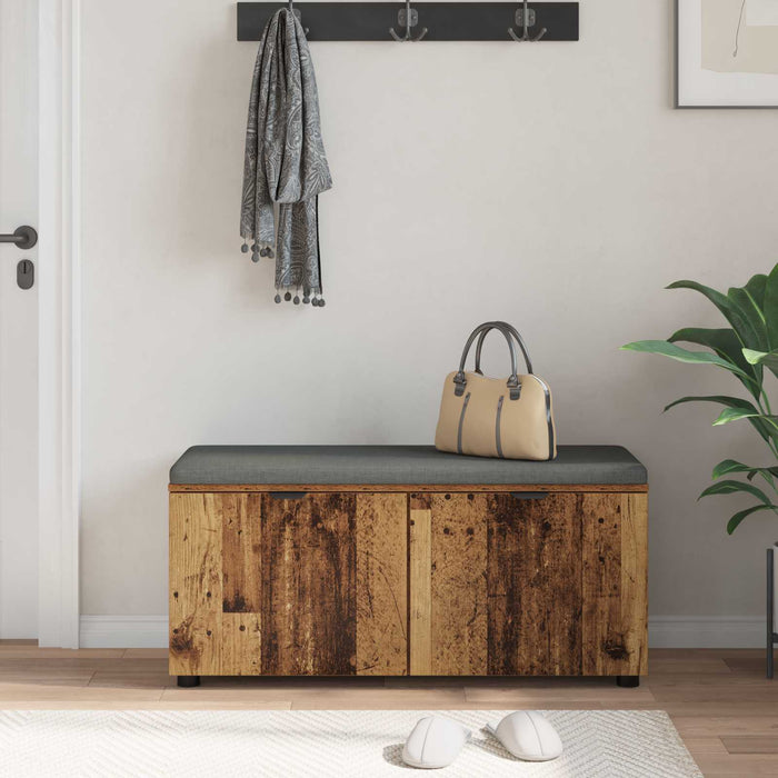 Bancă pentru hol cu pernă cu raft Lemn vechi 100 x 38 x 46 cm - WALTI WALTI