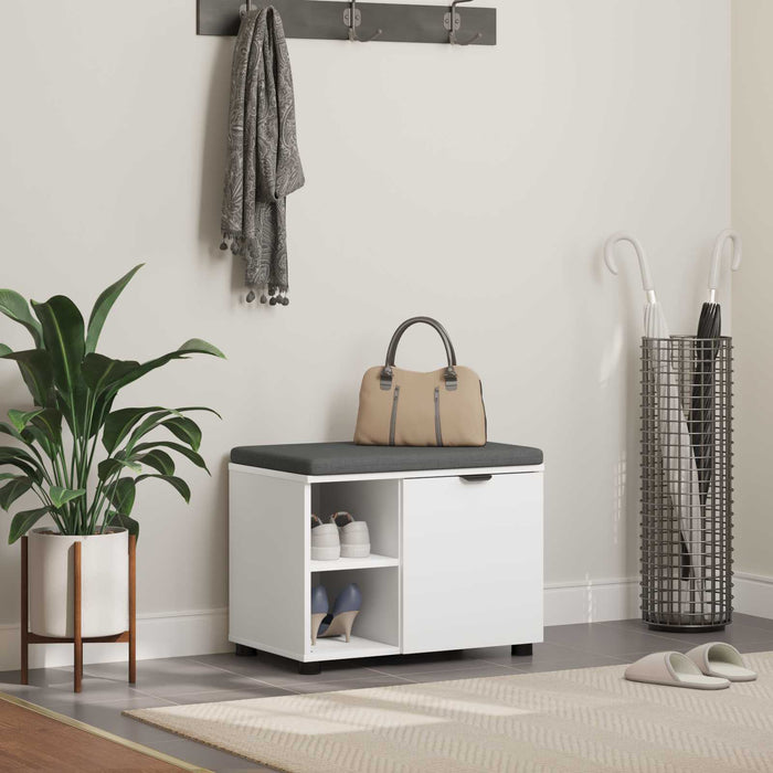 Bancă pentru hol cu pernă cu raft cu ușă Alb 60 x 38 x 46 cm - WALTI WALTI