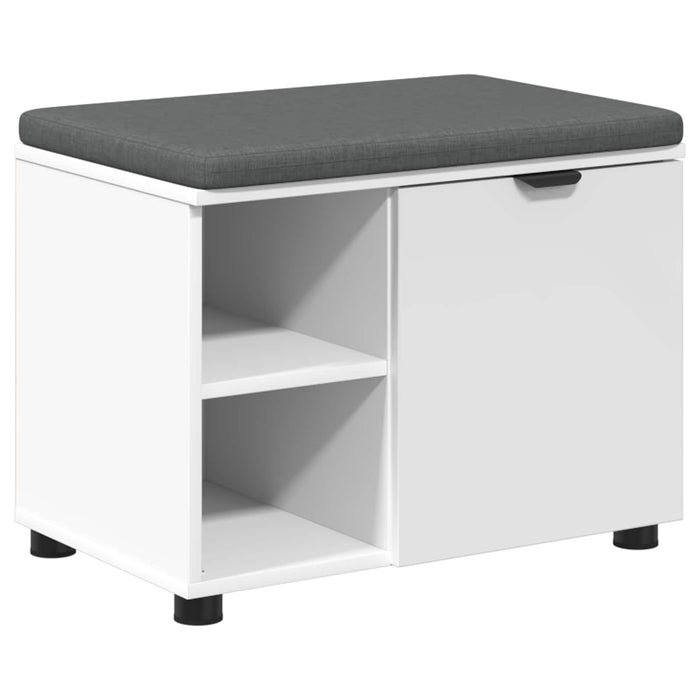 Bancă pentru hol cu pernă cu raft cu ușă Alb 60 x 38 x 46 cm - WALTI WALTI