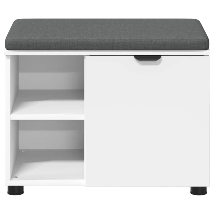 Bancă pentru hol cu pernă cu raft cu ușă Alb 60 x 38 x 46 cm - WALTI WALTI
