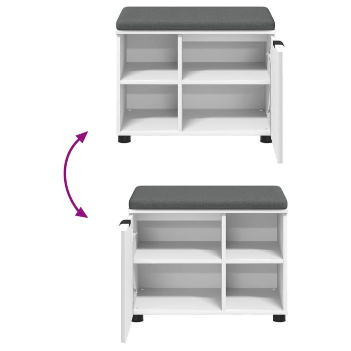 Bancă pentru hol cu pernă cu raft cu ușă Alb 60 x 38 x 46 cm - WALTI WALTI