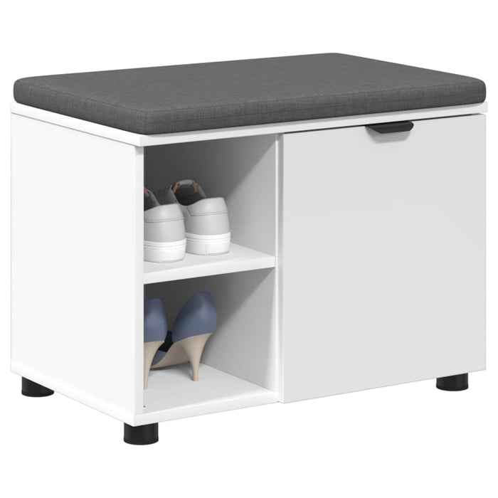 Bancă pentru hol cu pernă cu raft cu ușă Alb 60 x 38 x 46 cm - WALTI WALTI