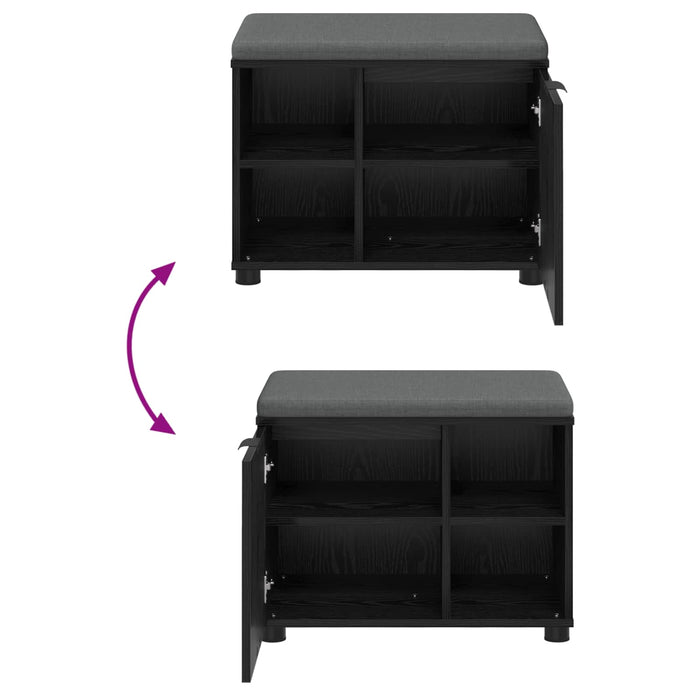 Bancă pentru hol cu pernă cu raft Stejar Negru 60 x 38 x 46 cm - WALTI WALTI