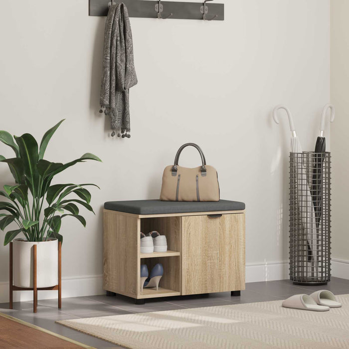 Bancă pentru hol cu pernă cu raft Stejar Sonoma 60 x 38 x 46 cm - WALTI WALTI
