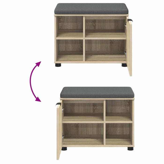 Bancă pentru hol cu pernă cu raft Stejar Sonoma 60 x 38 x 46 cm - WALTI WALTI