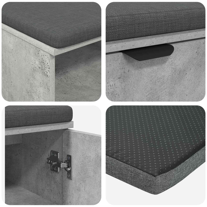 Bancă pentru hol cu pernă cu raft Gri Beton 60 x 38 x 46 cm - WALTI WALTI