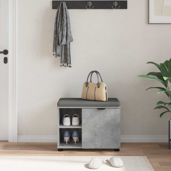 Bancă pentru hol cu pernă cu raft Gri Beton 60 x 38 x 46 cm - WALTI WALTI