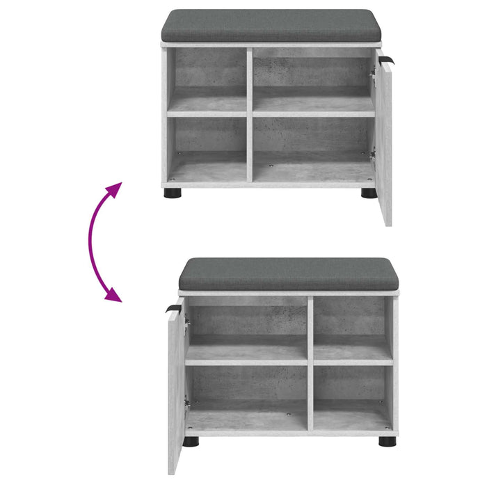 Bancă pentru hol cu pernă cu raft Gri Beton 60 x 38 x 46 cm - WALTI WALTI