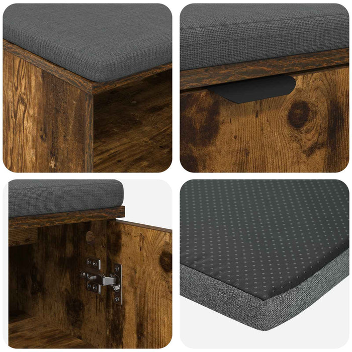 Bancă pentru hol cu pernă cu raft Stejar Afumat 60 x 38 x 46 cm - WALTI WALTI
