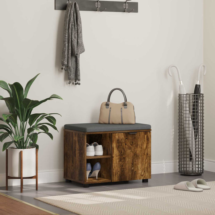 Bancă pentru hol cu pernă cu raft Stejar Afumat 60 x 38 x 46 cm - WALTI WALTI