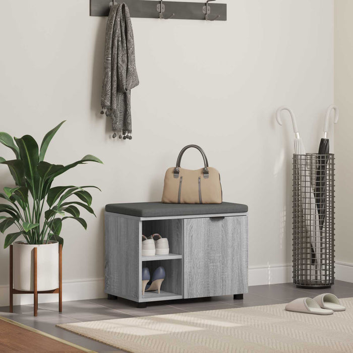 Bancă pentru hol cu pernă cu raft Sonoma gri 60 x 38 x 46 cm - WALTI WALTI