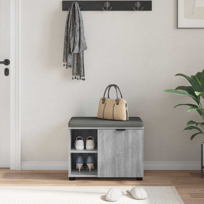 Bancă pentru hol cu pernă cu raft Sonoma gri 60 x 38 x 46 cm - WALTI WALTI