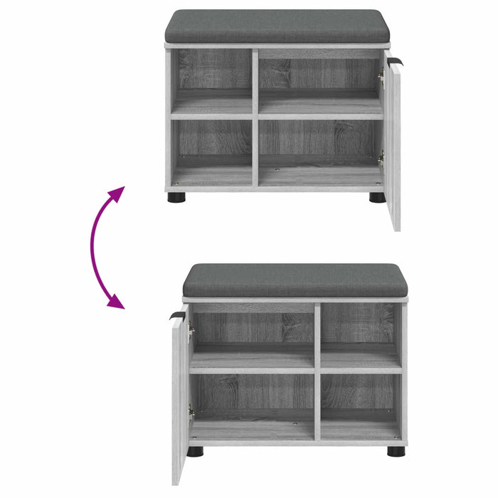 Bancă pentru hol cu pernă cu raft Sonoma gri 60 x 38 x 46 cm - WALTI WALTI