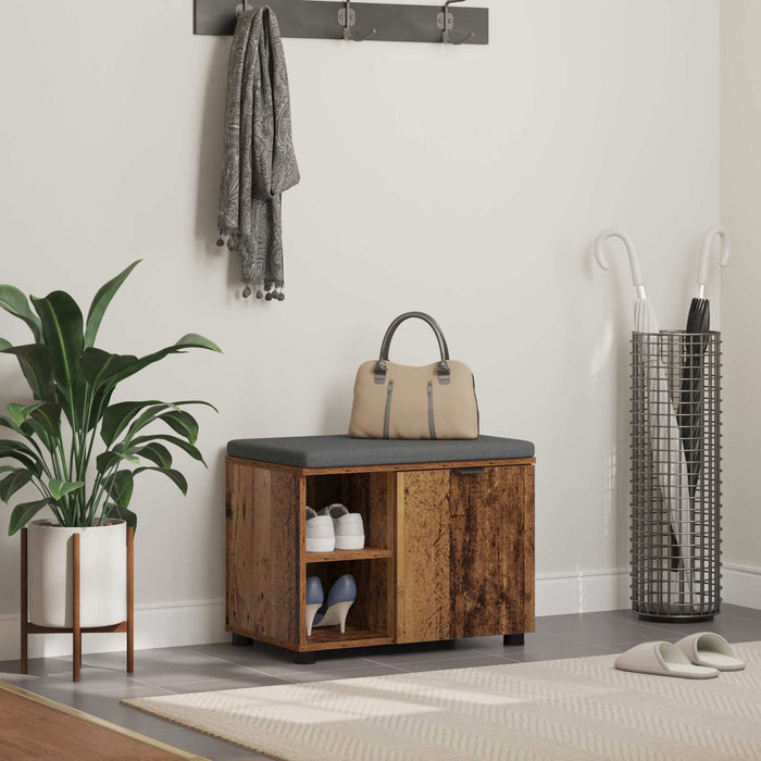 Bancă pentru hol cu pernă cu raft Lemn vechi 60 x 38 x 46 cm - WALTI WALTI