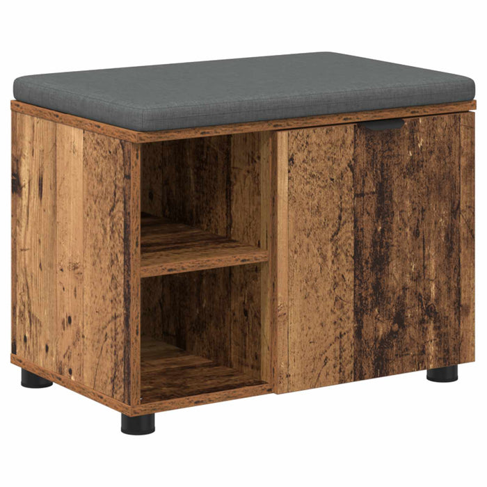 Bancă pentru hol cu pernă cu raft Lemn vechi 60 x 38 x 46 cm - WALTI WALTI