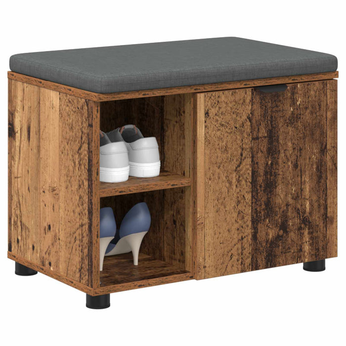 Bancă pentru hol cu pernă cu raft Lemn vechi 60 x 38 x 46 cm - WALTI WALTI