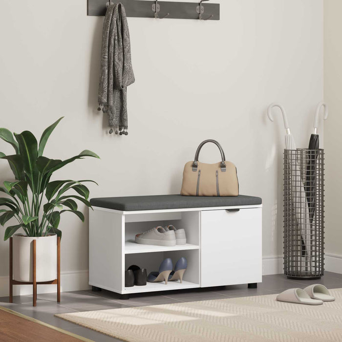 Bancă pentru hol cu pernă cu raft cu ușă Alb 80 x 38 x 46 cm - WALTI WALTI