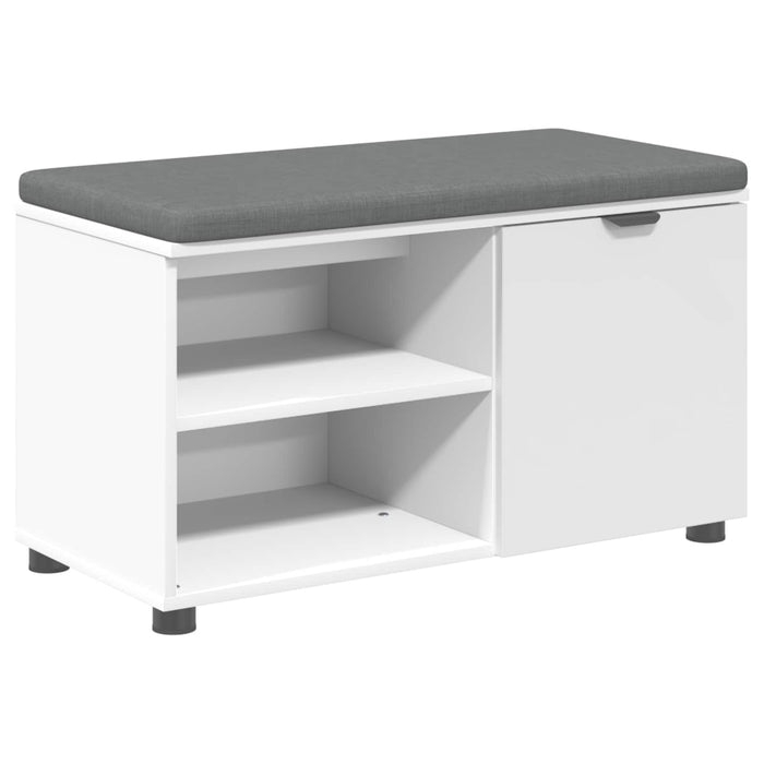 Bancă pentru hol cu pernă cu raft cu ușă Alb 80 x 38 x 46 cm - WALTI WALTI
