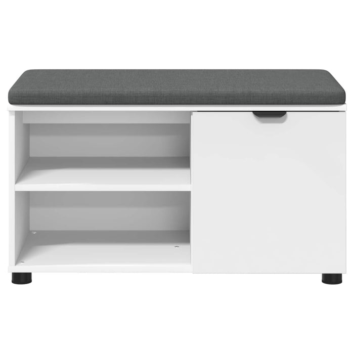 Bancă pentru hol cu pernă cu raft cu ușă Alb 80 x 38 x 46 cm - WALTI WALTI