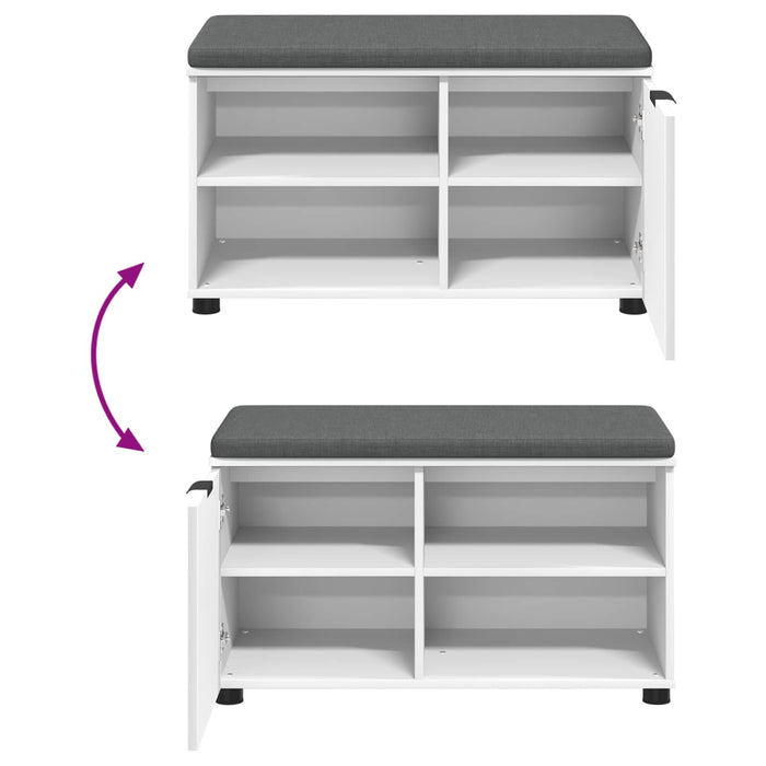 Bancă pentru hol cu pernă cu raft cu ușă Alb 80 x 38 x 46 cm - WALTI WALTI
