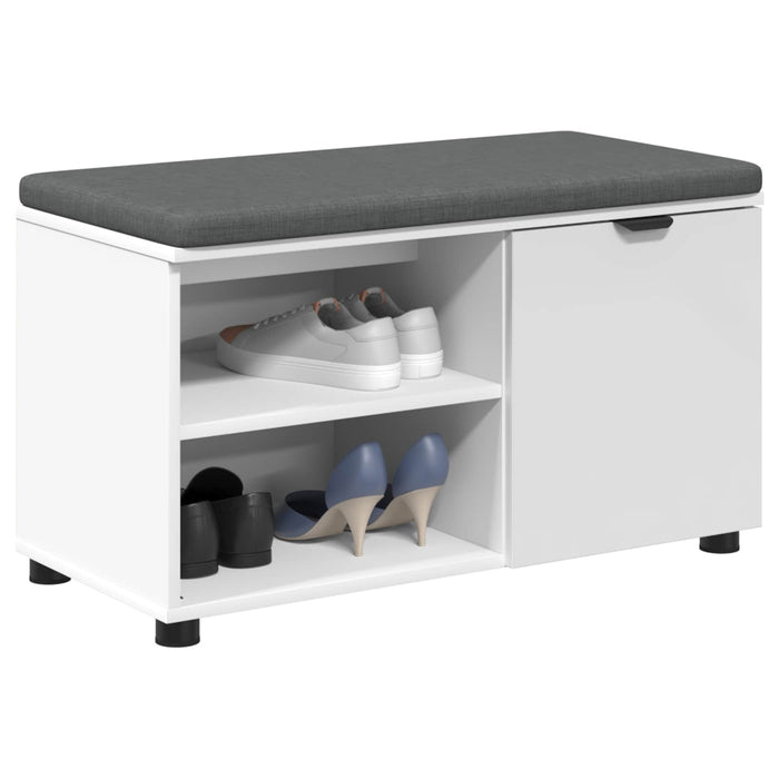 Bancă pentru hol cu pernă cu raft cu ușă Alb 80 x 38 x 46 cm - WALTI WALTI