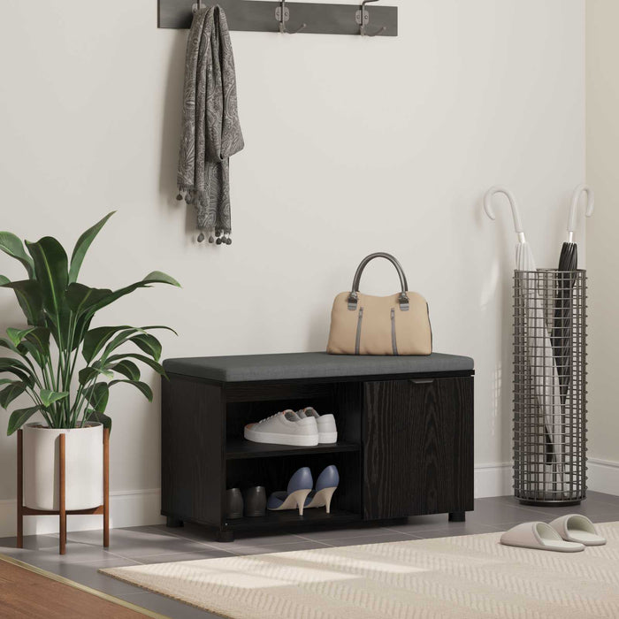 Bancă pentru hol cu pernă cu raft Stejar Negru 80 x 38 x 46 cm - WALTI WALTI