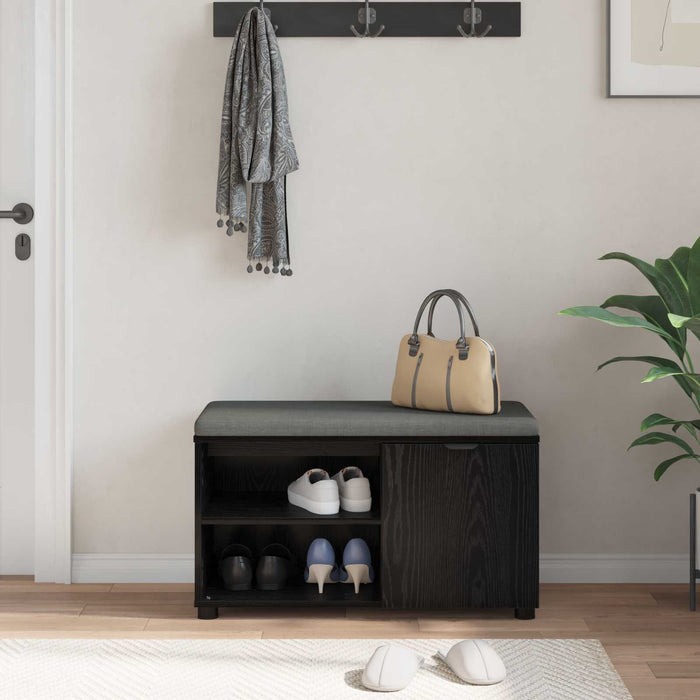 Bancă pentru hol cu pernă cu raft Stejar Negru 80 x 38 x 46 cm - WALTI WALTI