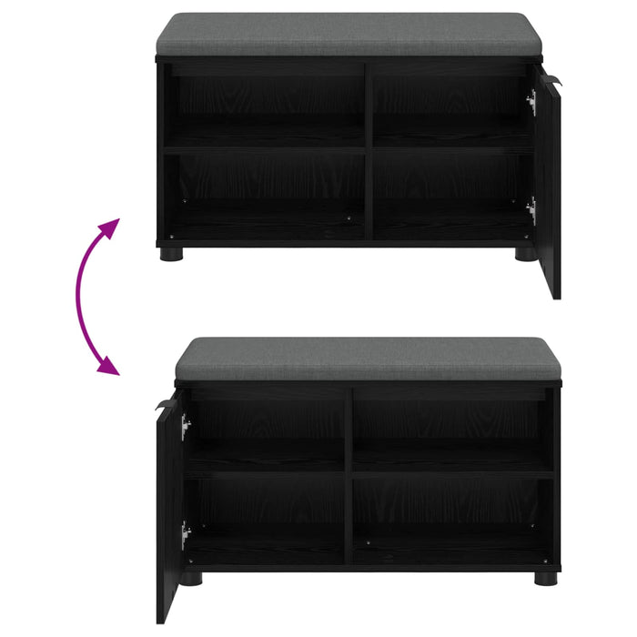 Bancă pentru hol cu pernă cu raft Stejar Negru 80 x 38 x 46 cm - WALTI WALTI