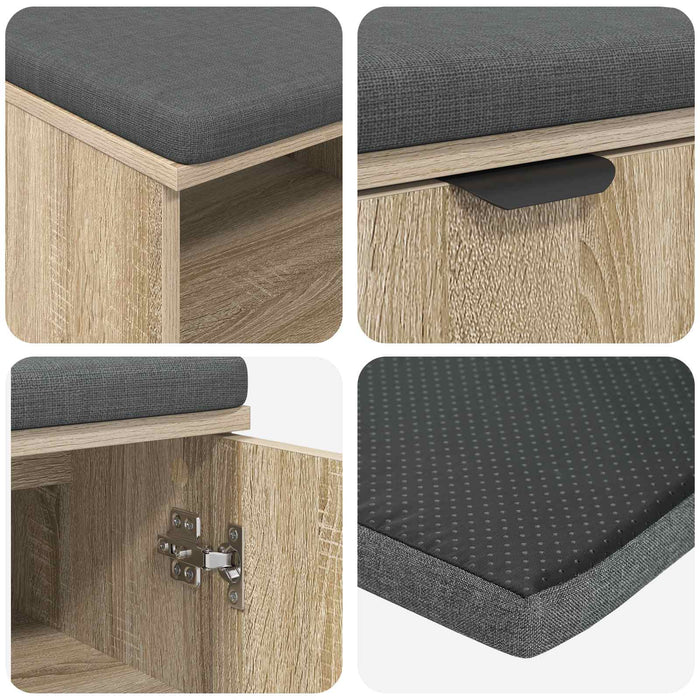 Bancă pentru hol cu pernă cu raft Stejar Sonoma 80 x 38 x 46 cm - WALTI WALTI