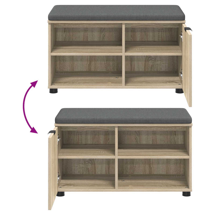 Bancă pentru hol cu pernă cu raft Stejar Sonoma 80 x 38 x 46 cm - WALTI WALTI
