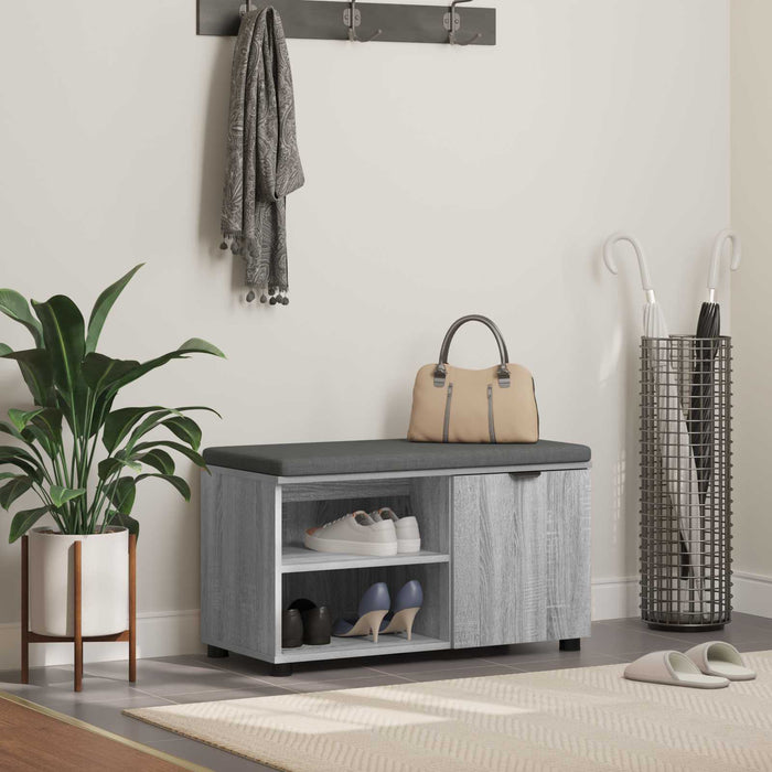 Bancă pentru hol cu pernă cu raft Sonoma gri 80 x 38 x 46 cm - WALTI WALTI