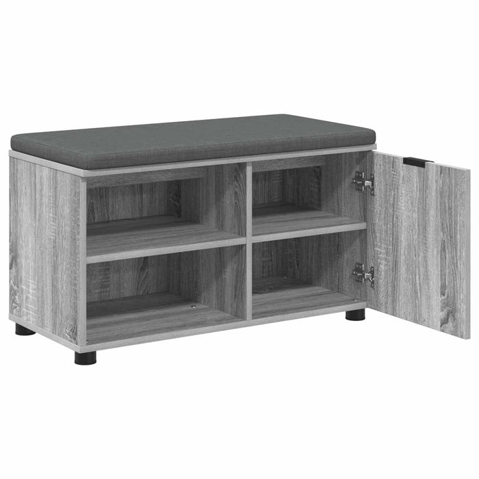 Bancă pentru hol cu pernă cu raft Sonoma gri 80 x 38 x 46 cm - WALTI WALTI
