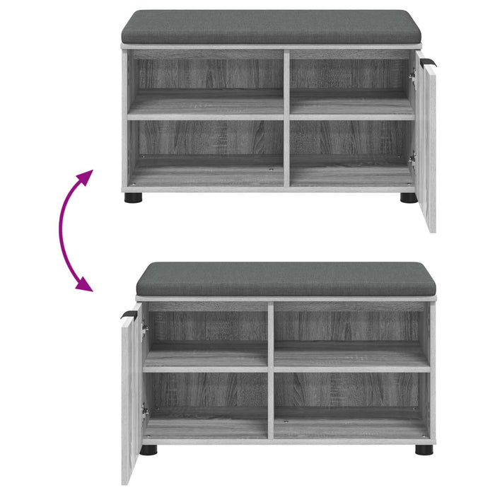 Bancă pentru hol cu pernă cu raft Sonoma gri 80 x 38 x 46 cm - WALTI WALTI