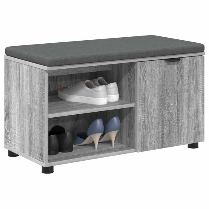 Bancă pentru hol cu pernă cu raft Sonoma gri 80 x 38 x 46 cm - WALTI WALTI
