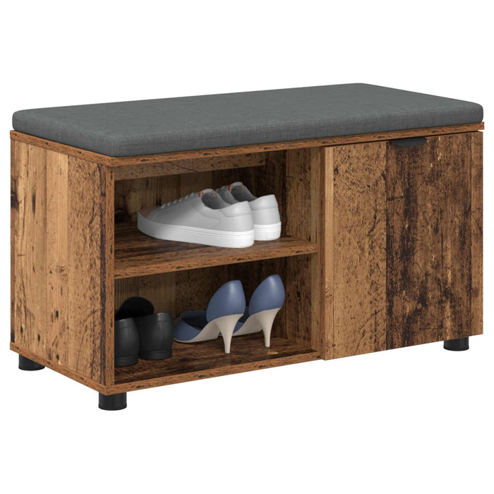 Bancă pentru hol cu pernă cu raft Lemn vechi 80 x 38 x 46 cm - WALTI WALTI