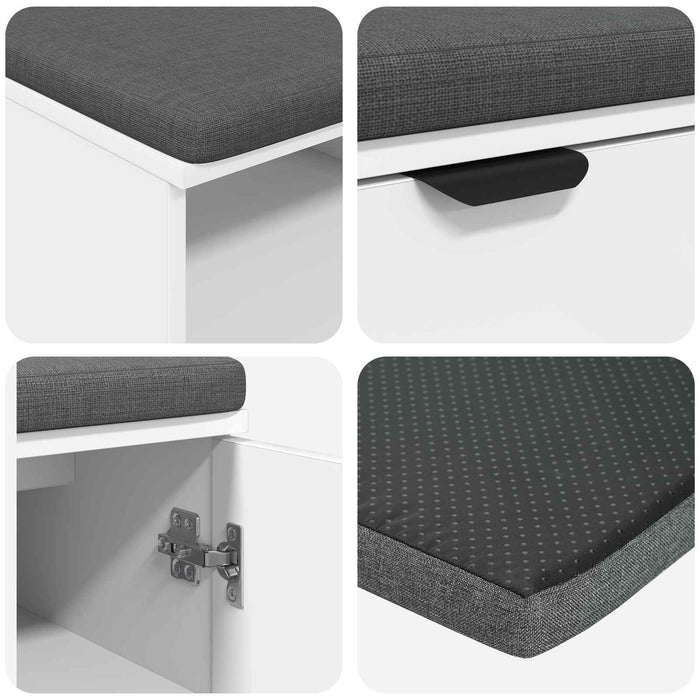 Bancă pentru hol cu pernă cu raft cu ușă Alb 100 x 38 x 46 cm - WALTI WALTI