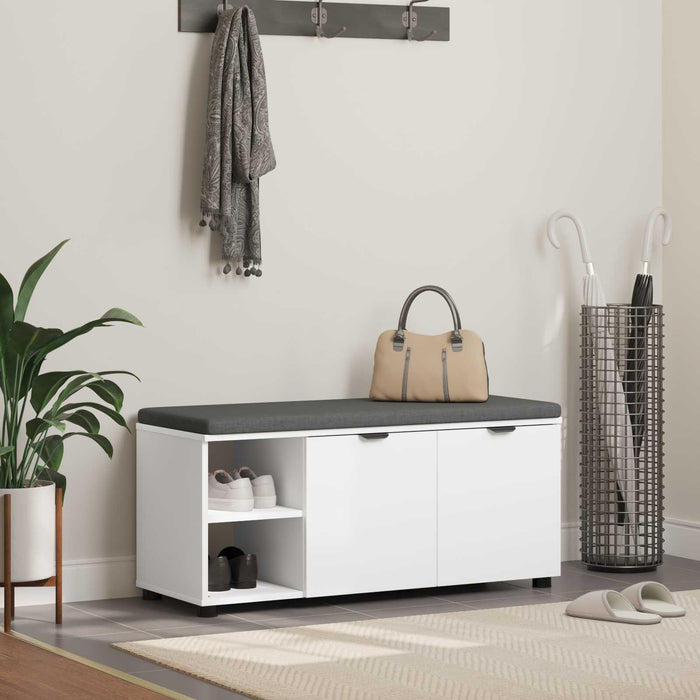 Bancă pentru hol cu pernă cu raft cu ușă Alb 100 x 38 x 46 cm - WALTI WALTI