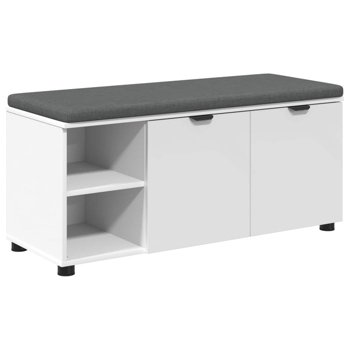 Bancă pentru hol cu pernă cu raft cu ușă Alb 100 x 38 x 46 cm - WALTI WALTI