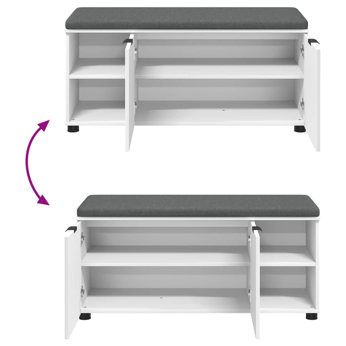 Bancă pentru hol cu pernă cu raft cu ușă Alb 100 x 38 x 46 cm - WALTI WALTI