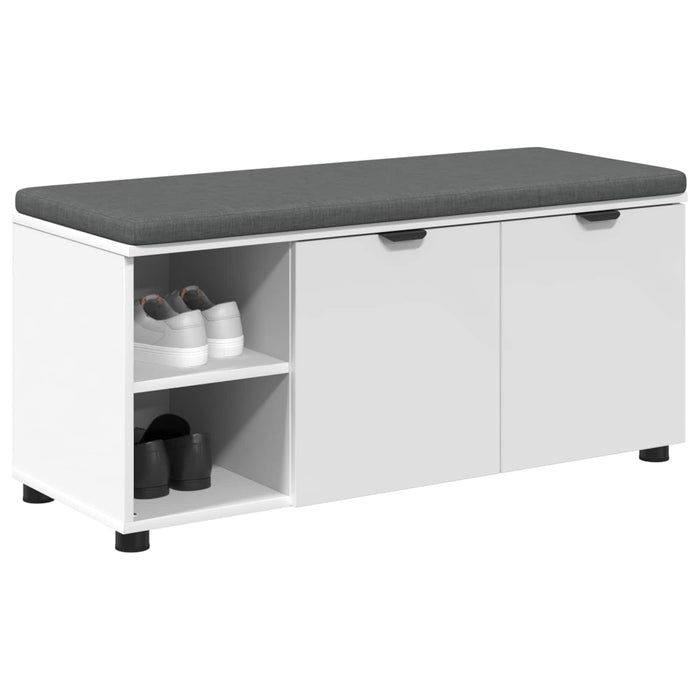 Bancă pentru hol cu pernă cu raft cu ușă Alb 100 x 38 x 46 cm - WALTI WALTI